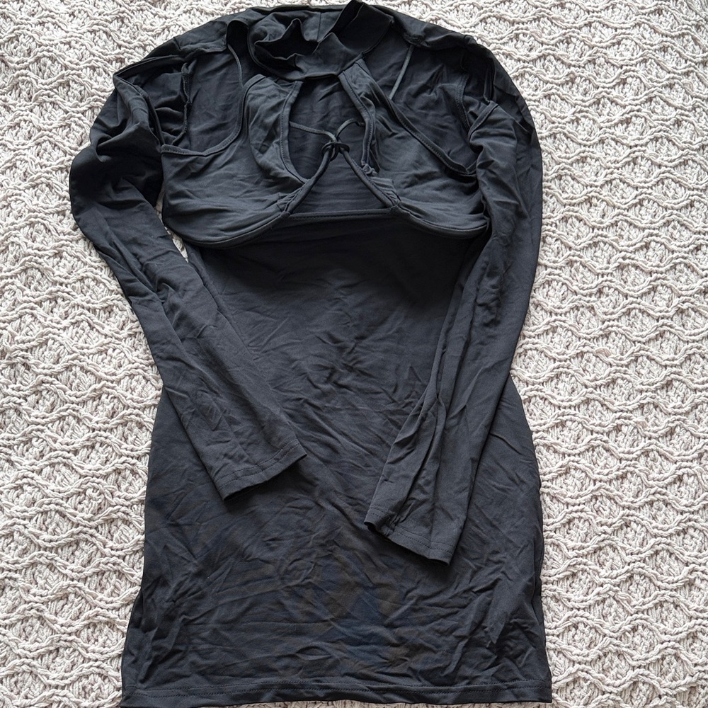Black Long Sleeve Dress with Cutout Detail